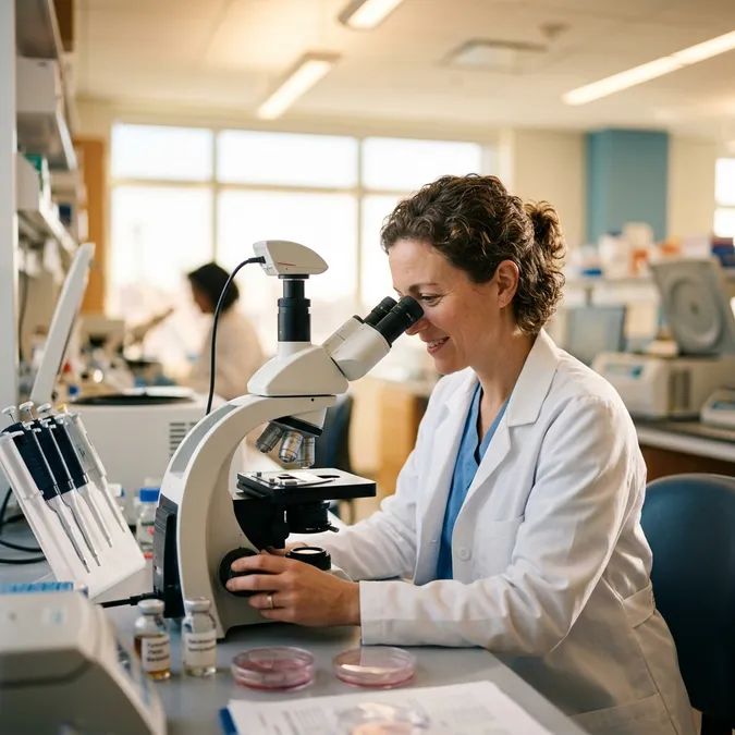 Researcher analysing samples in a paediatric oncology laboratory